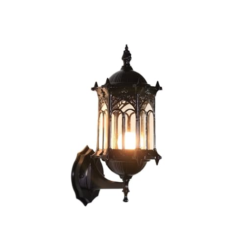 屋外アンティーク LED ロフトウォールランプ木製ガラスレストランカフェバーウォールランプレトロインダストリアルレトロ壁掛け照明器具(J Black No Bulb)