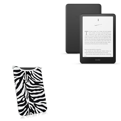 BoxWave Case Compatible with Amazon Kindle (11th Gen 2024) - Zebra Plush SlipSuit, Animal Print Padded Soft Sleeve