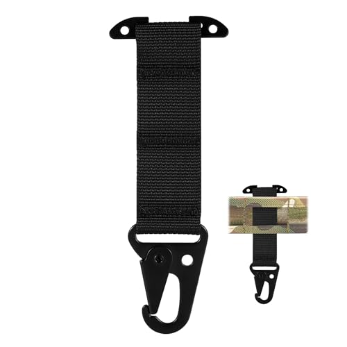NQEUEPN T-Mount Belt Clip, Band Width 1 inch/2.5cm Webbing Belt Clip Clash Hook Hanging Carabiner with Metal Hook Battle Belt Accessories for Backpack Vest Belt Gloves Keychains(Black)