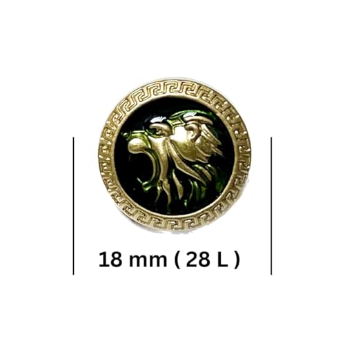 Image of Abs Golden 3D Lion Head Shank Button Embedded Enameled Lucite Round Coated Shank Abs Button for Blazer Suits DIY Art & Crafts (Green Lucite, Pack of 8 Small)