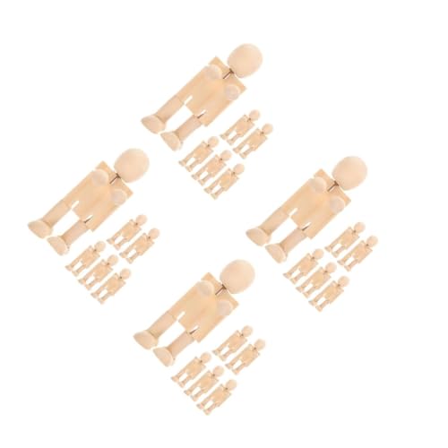 Lurrose 4 Juegos Robot De Madera Muñeca De Juguete La Naturaleza De Los Órganos Conjunto Robot De Madera Decoración Decorativo Peg Muñeca Pintura Figuras De Robots Figuras De 6 piezas * 4