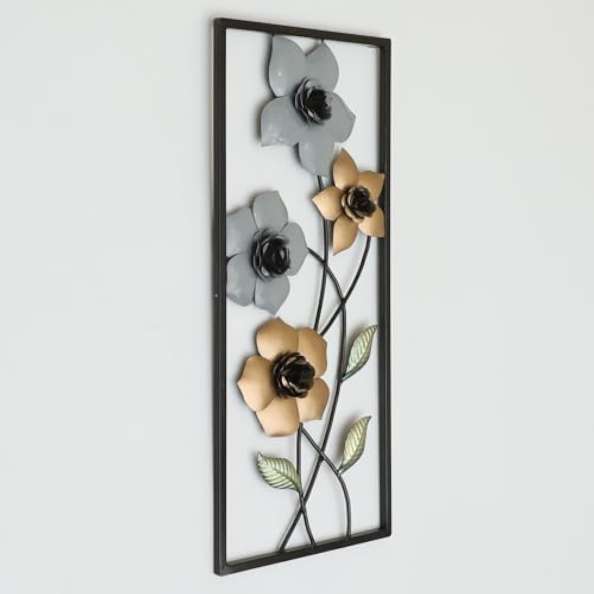 Multicolor Metal Rectangular Madhav Flower Wall Frame