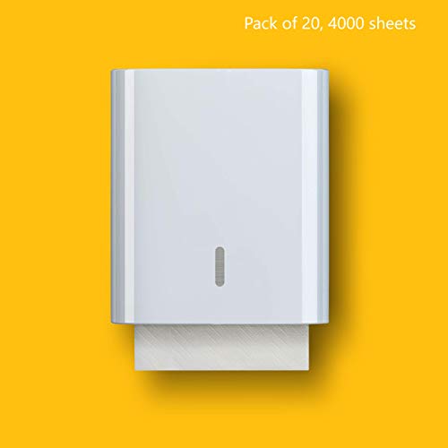 AmazonCommercial Multifold (Z-Fold) Paper Hand Towels, 2-ply Cellulose, 4000 Sheets (20 packs of 200), Sheet Size: 24 x 20.3 cm, H2 Dispenser Compatible