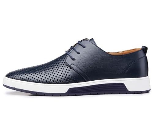 Men's Breathable Summer Lace Up Perforated Oxford Sneakers Casual Walking Driving Flats Shoes2