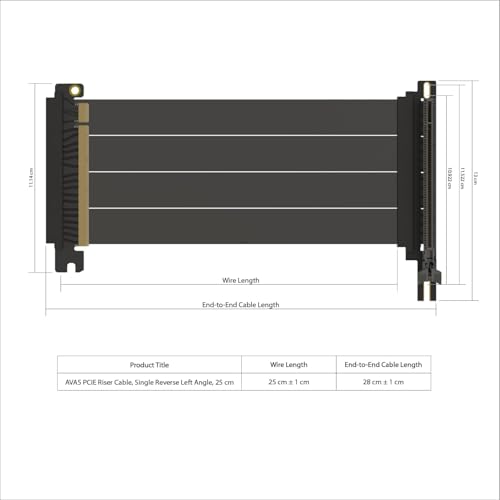 Image of LINKUP - AVA5 PCIE 5.0 Riser Cable (Open Box) | RTX5090 RX9070 GPU Ready | x16 128GB /s Speed | Compatible with NZXT H1 & PCIE 4.0 /3.0 | Single Reverse Left Angle, Black 25cm (Total Length 28cm)