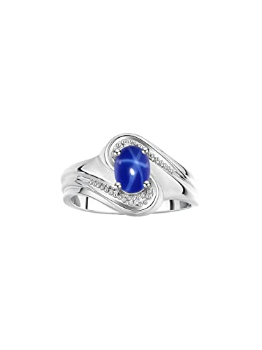 Rylos 14K White Gold Ring Designer Swirl Style : 7X5MM Oval Gemstone & Diamond Accent - Birthstone Jewelry for Women - Available in Sizes 5-10.