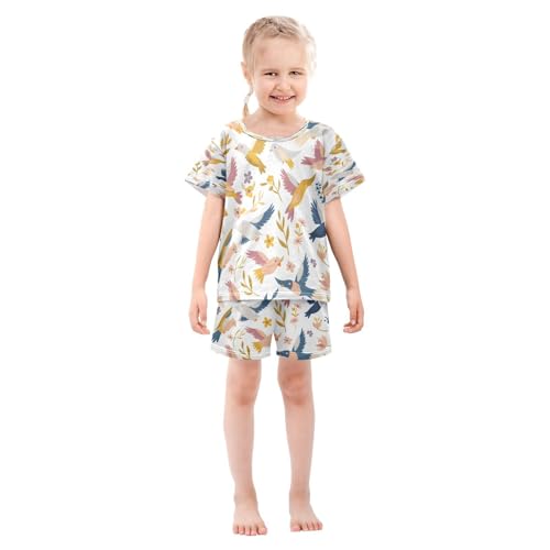 senya Short Sleeve Pajamas Sets Summer Cotton Sleepwear Bird and Flower3