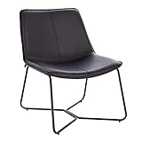 SVITA Ron Loungesessel Cocktailsessel Clubsessel ohne Armlehnen Metall-Gestell Leder-Optik Schwarz