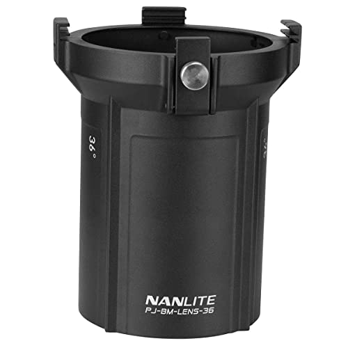 NANLITE 36° Weitwinkelobjektiv mit ZERO Beschichtung, Bayonet Mount, Fest, Manueller Fokus, 1:1 Zoom, Schwarz, für BM Mount Projection Attachment