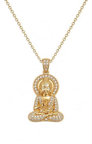 Round cut white diamond Buddha pendant image