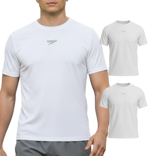 SPEEDO Kit 2 Camisetas Dry Fit Academia Esportiva Masculina, 2 Branco, G