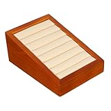 Beavorty Bandeja de Madera para Joyas con Ranuras Soporte para Anillos y Pendientes Organizador Resistente para Mostradores y Decoración