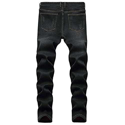Men's Fleece Lined Jeans Slim-Fit Thick Warm Trousers in Winter Thicken Elastic Jean Pants with Flannel Lining2