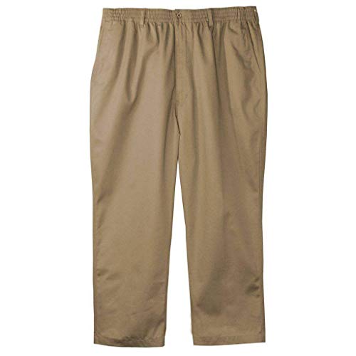 Falcon Bay Big & Tall Fully Elastic Waist Casual Pant - Khaki (64W x 28L)