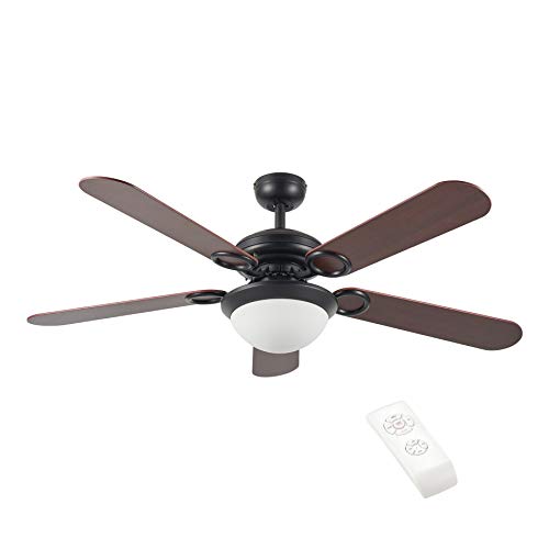 Flash Sale Buy 1 get 1 CO-Z 52'' Farmhouse Ceiling Fan with Lights and Remote, Rustic Ceiling Fans with LED Light for Bedroom, Living Room, Kitchen, Black Ceiling Fan Light Fixture with 5 Plywood Blades (Cherry & Walnut)
