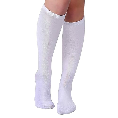 12 Pairs Knee High Socks Girls School Uniform Kid Athletic Tube White Size M 4-6 Childrens Kids Sox Casual Dress Outdoor Sports Athletic Stocking Boots Comfort Style Calf Long Trouser Fashion Tights2