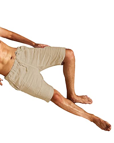 LVCBL Pantaloncini da uomo in tessuto di lino