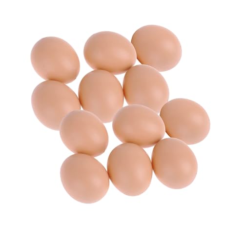 12 Huevos de Plástico Falsos - Regalos, Juguetes y Decoración para Gallinero - Imitación de Huevos de Gallina