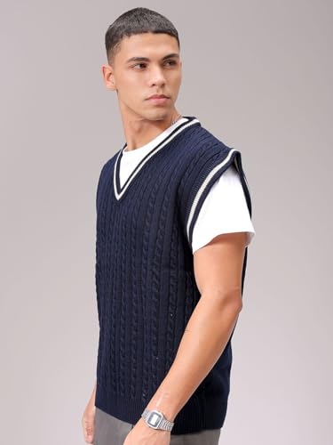 Image of The Indian Garage Co Men Oversized Sleeveless Textured Sweater