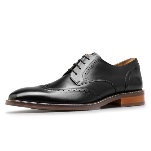 DESAI Men's Classic Oxford Dress Shoes Formal Business Lace-up Full Grain Leather Shoes for Men