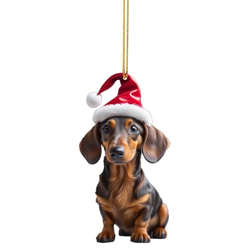 Weihnachtsschmuck Dackel Weihnachtsdeko Christmas Decorations Hund Weihnachten Baumschmuck Weihnachtsdekoration für Zuhause und Auto Lustige Weihnachtskugeln (G)