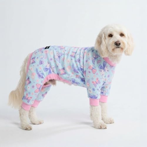 Image of Spark Paws Dog Pajama, Dog Recovery Suit Male, Onesie, Ultra-Soft and 4-Way Stretch, for Small Medium and Large Breed - Butterfly Dreams - 2XL