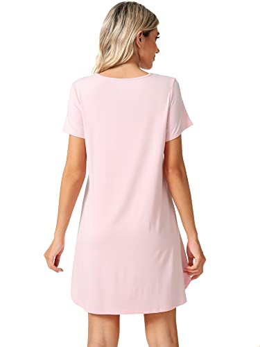 WiWi Viscose from Bamboo Nightgowns for Women Lightweight Casual Nightgown Short Sleeve Sleep Shirt Soft Summer Night S-XXL2