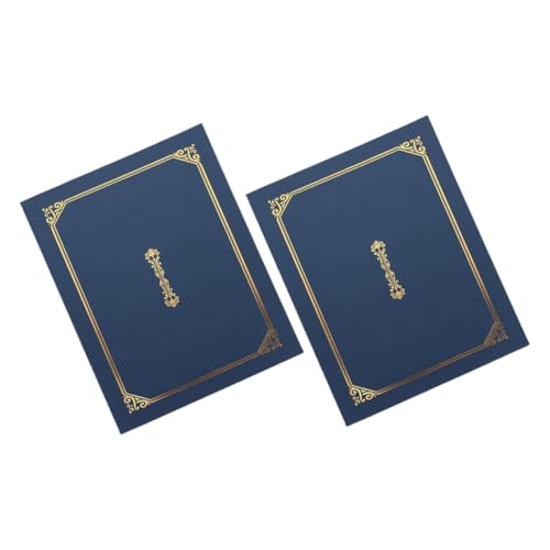 Zerodeko Porte-certificats A4 2 Pièces en Papier Rigide Bleu Foncé Finition Dorée, Couverture pour Diplôme et Certificat, Dossier de Présentation Officiel...