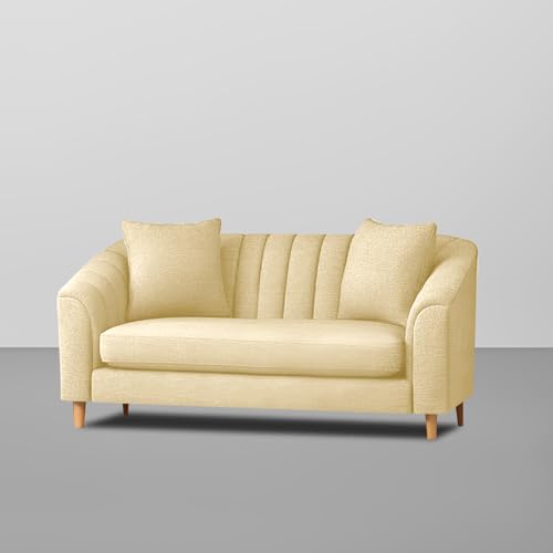 Image of Doraldo 2 Seater Sofa Set for Living Room (Cream) Premium Fabric Sofa