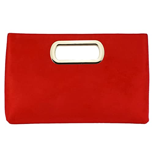 Image of Top Handle Faux Suede Clutch