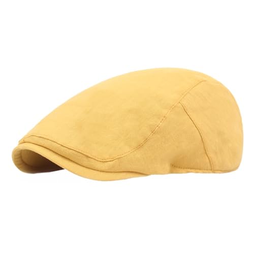 Reyox Unisex Newsboy Hat Vintage Beret Flat Ivy Cabbie Driving Hunting Cap Yellow