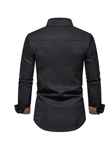 Kinkia Men's Dress Shirts Regular Fit Stretch Long Sleeve Leopard Collar Button Down Shirt for Wedding Business3