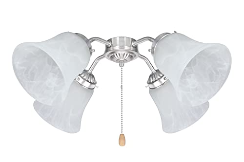 Image of Aspen Creative 23030-4 Transitional Alabaster Bell Shape Ceiling Fan Glass Shade 2-1 /8 inch Fitter, 4-3 /4 inch D x 4-3 /4 inch H, 4 Pack