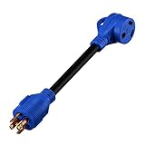 Miady 30AMP Male 4-Prong Locking Plug to 30 AMP Female 12 Inch RV Generator Adapter with LED Power...
