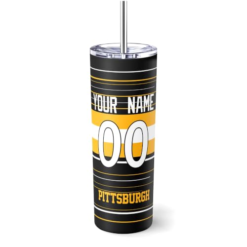 Image of Pittsburgh Tumbler 20oz Travel Mug Custom Name and Number Gifts