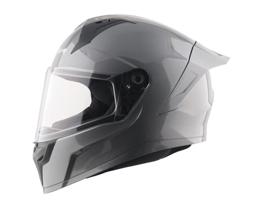 Image of Vega Sonic Solid Full Face Motorcycle Helmet with Shock Absorbing Liner, Comfortable Interior, Lightweight Shell, Aerodynamic Design, Ventilated Fit, and Trendy Athena Grey Finish Athena Grey-L