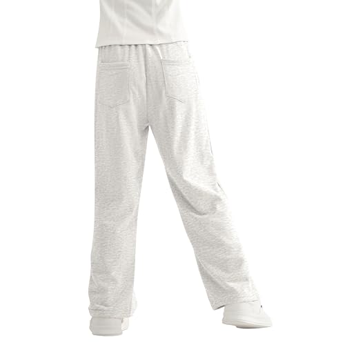 Rolanko Mädchen-Jogginghose mit Elastischem Bund, Lockere Passform, Sport-Jogginghose für Kinder, Lässiger Komfort, HellGrau, 170,13-15 Jahre