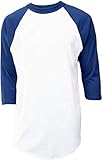 Camiseta de béisbol tradicional con manga 3/4. 50% algodón, 50% poliéster.