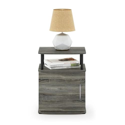 Pemberly Row PR-4753-2476325 Engineered Wood Utility Design End Table In French Oak Gray/Black thumb #5