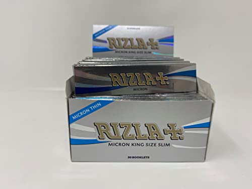 Rizla Micron King Size Slim (Micron Thin) Smoking Rolling Papers - 1 Box X 50 Booklets