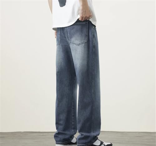 Men's Mid-Waist Casual Loose Jeans, Summer Thin Straight Pants, Street Retro Jeans2