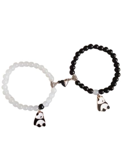 Panda Charm Bead Bracelet Friendship Couple Bracelet Set, Black And White Beads Stone, For His and Her Jewellery (B0DDHSZ75X) Amazon Price History, Amazon Price Tracker