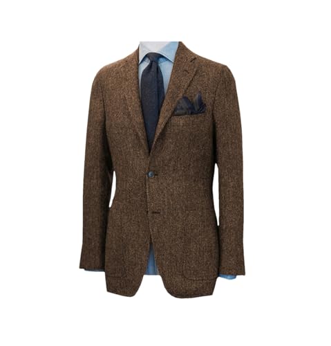 Men's Blazer Prom Tuxedos Herringbone Wool Tweed Single Breasted Formal Bussiness Jacket for Wedding