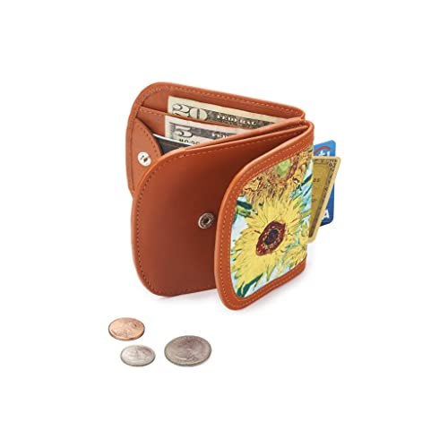 Taxi Wallet® TW04-SUNFLOWERS - Soft Leather (Van Gogh) - Compact, Front Pocket Folding Wallet - For Cards, Coins, Bills, ID (Men & Women)2