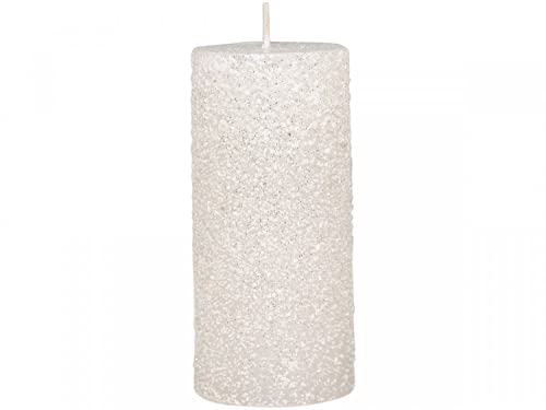 Chic Antique Macon rustikale Stumpenkerze versch.Farben und Größen Kerze Antik NEU Altarkerzen 100 % Paraffin lange Brenndauer (Creme Glitter, 12 x Ø 6 cm)