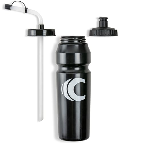 Image of Cannon Sports 1 Liter Sports Water Bottle, BPA-Free, 34 Oz Capacity, Large Mouth, 2 lids (Straw and Squeeze), Great For Helmet Sports Such As Hockey, Lacrosse, Football, Boxing (Black)