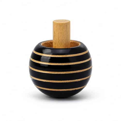 Image of Handmade Wooden Spinning Top, Classic Traditional Toy, Natural Wood, Montessori Educational Desk Fidget Toy for Kids