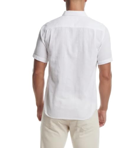 Weatherproof Vintage Men's Short Sleeve Linen Cotton Blend Woven Button Down Shirt3