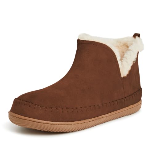 Image of Dearfoams Men's Memory Foam Indoor House Slippers Brixen Ankle Boot House Shoes - Gifts for Men