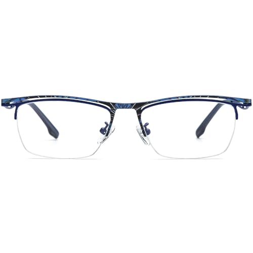 Image of FONEX Colorful Pure Titanium Glasses Frame Men Semi Rimless Square Eyeglasses Eyewear